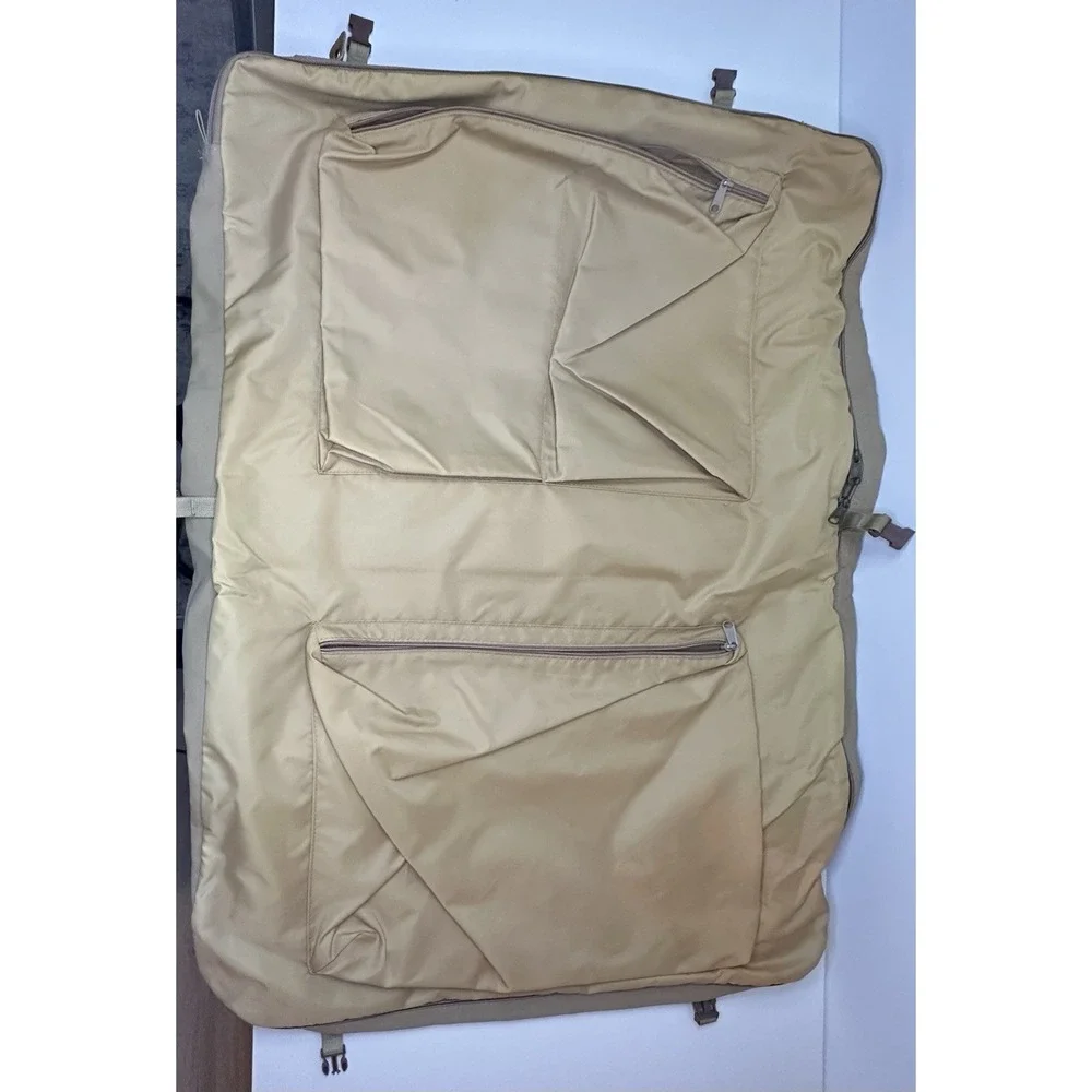 Ford Eddie Bauer Canvas & Leather Fold Up Hanging Garment Travel Bag Canvas Nice